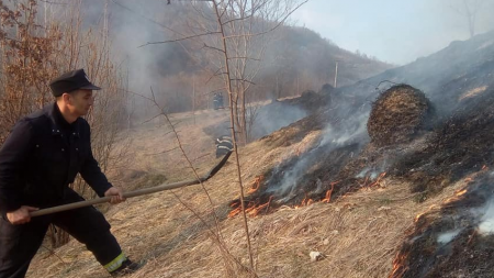 250 de hectare de vegetație uscată au ars în județ, în ultima lună