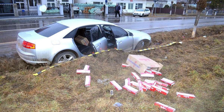 Țigările ucrainene au fost confiscate, însă contrabandiștii au reușit iar să fugă