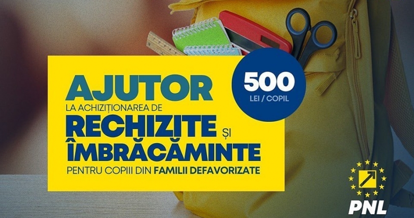 Ajutor de 500 de lei pentru îmbrăcăminte și rechizite pentru elevii din familii vulnerabile