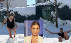 Anca Alexandrescu se filmează în costum de baie în zăpadă, inspirată de Cristela Georgescu