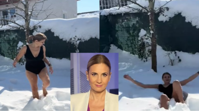 Anca Alexandrescu se filmează în costum de baie în zăpadă, inspirată de Cristela Georgescu